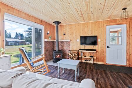 Living room with wood stove