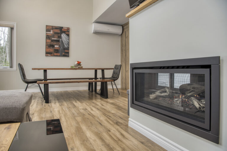 Detail: gas fireplace in the living room