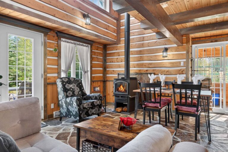 Living room with wood-burning stove