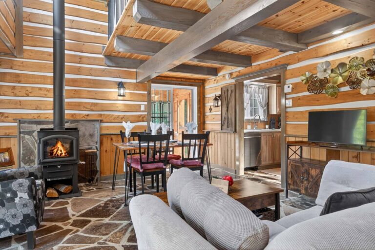 Living room with wood-burning stove