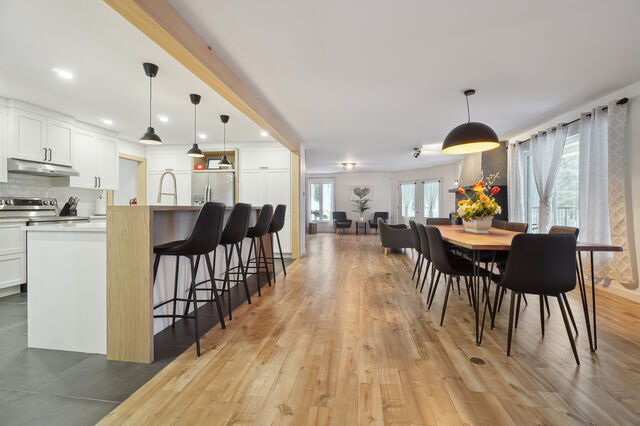 Dining room and kitchen