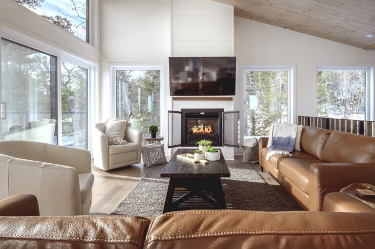 Living room with fireplace