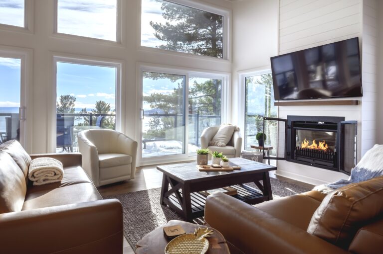 Living room with gas fireplace